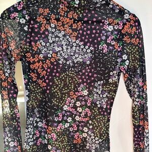 AFRM Black and Pink Fitted Long Sleeve Blouse